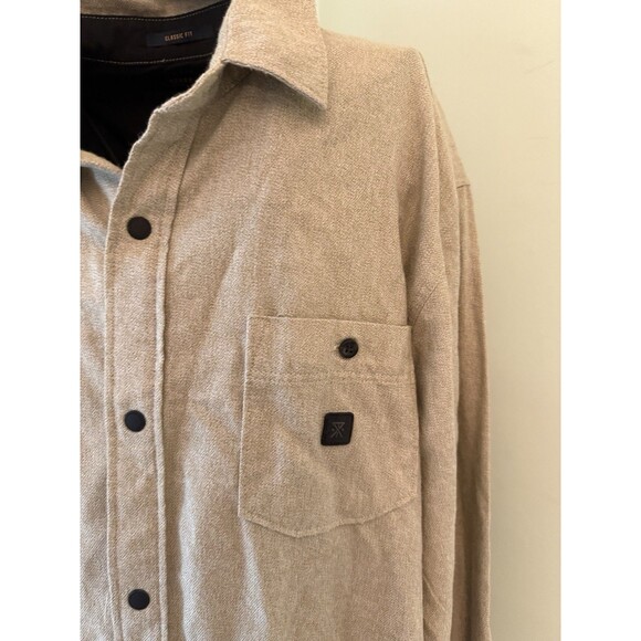 Roark Mens Shirt Size L Beige Brown Long Sleeve Button Up Elbow Patches - Picture 2 of 6